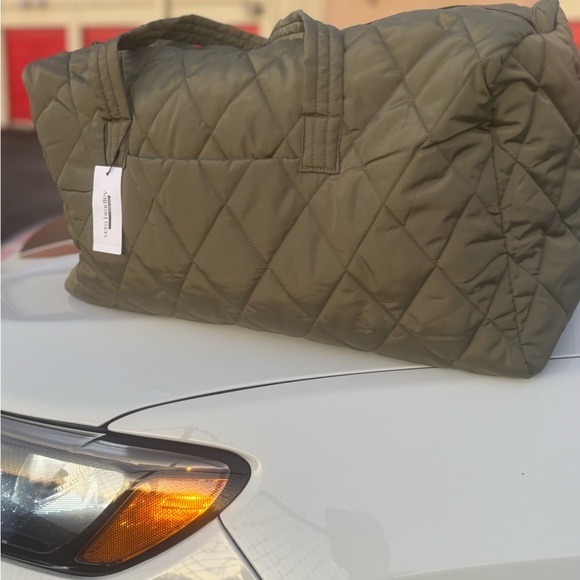 NWT Vera Bradley Quilted Olive Green Large Weekender Bag - Picture 5 of 8